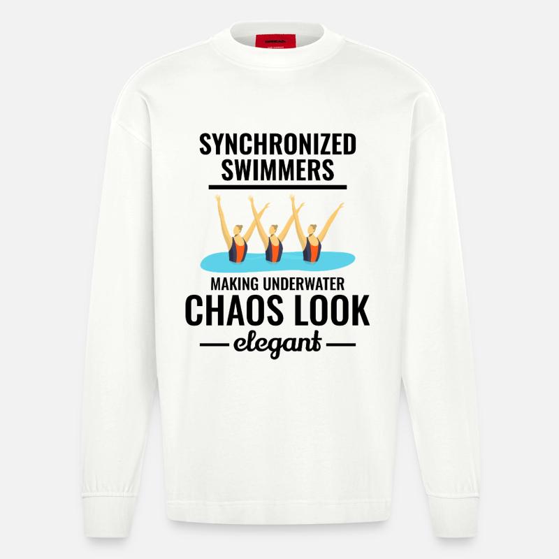 Conception du trio de nage synchronisée - Manches longues bio épais oversize fabriqué en UE - OFF WHITE