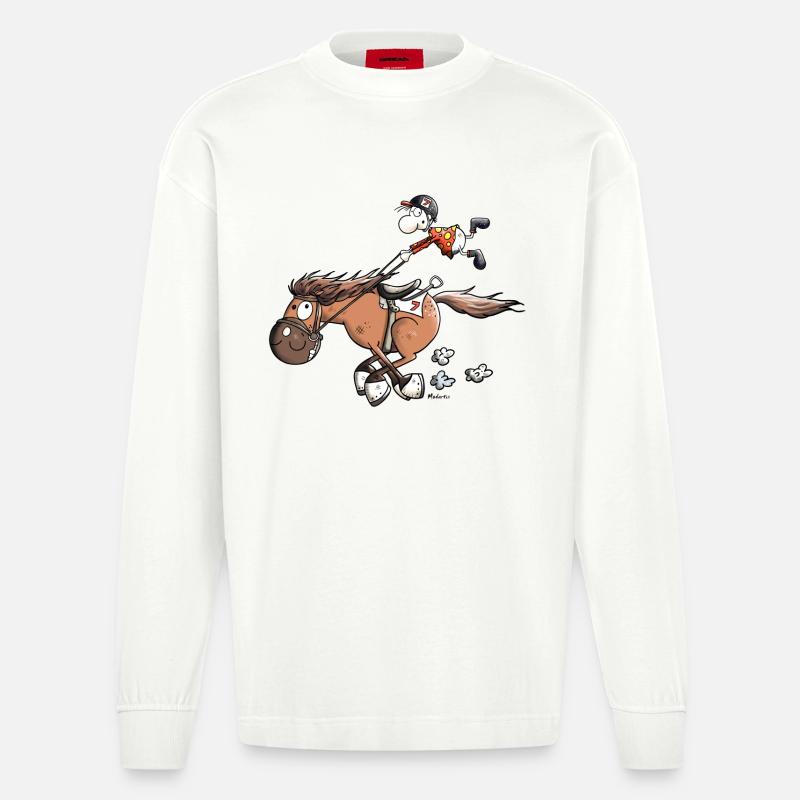 Cheval De Course Rapide - Manches longues bio épais oversize fabriqué en UE - OFF WHITE