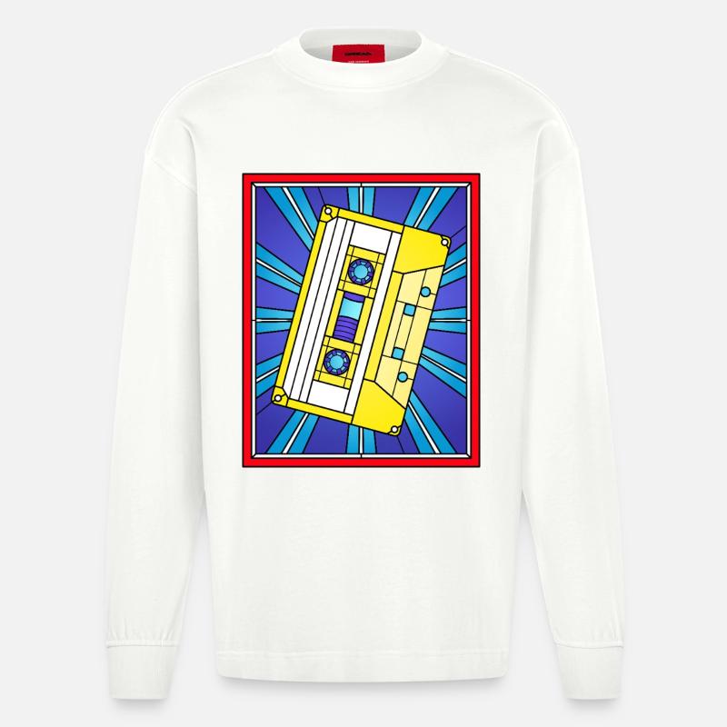Illustration de cassette en vitrail - Manches longues bio épais oversize fabriqué en UE - OFF WHITE