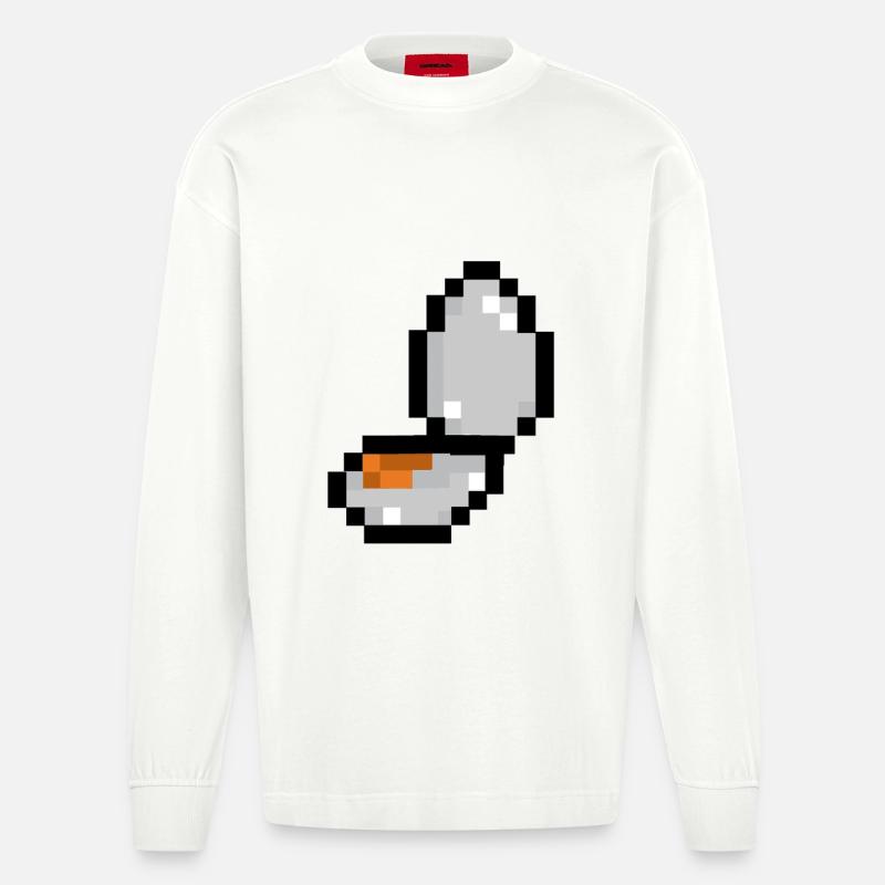 Pixel-Ei - Heavyweight Oversized Organic Langarmshirt Made in EU - OFF WHITE