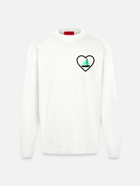 Cuore Vela – Passione Navigazione - Heavyweight Oversized Organic Longsleeve Shirt Made in EU - OFF WHITE