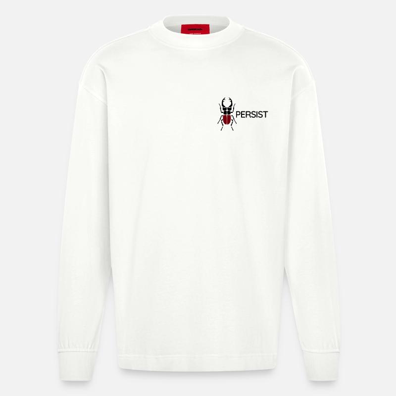 Hirschkäfer – Persist - Heavyweight Oversized Organic Langarmshirt Made in EU - OFF WHITE
