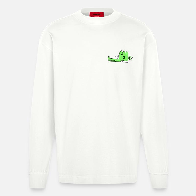 Emberon, der Drache - Heavyweight Oversized Organic Langarmshirt Made in EU - OFF WHITE