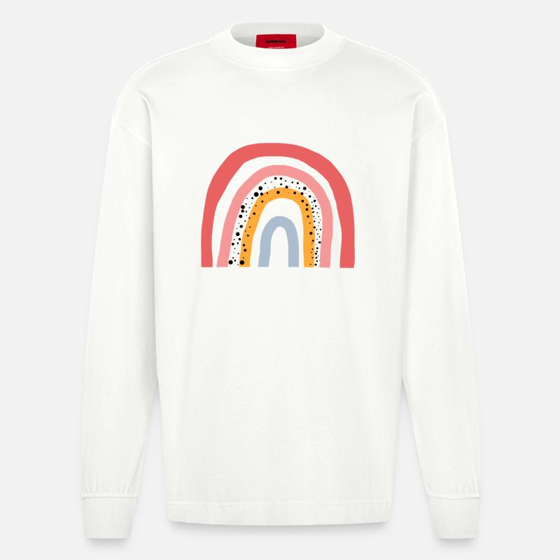 Regenbogen - Liebe - Rainbow-Trend - Heavyweight Oversized Organic Langarmshirt Made in EU - OFF WHITE