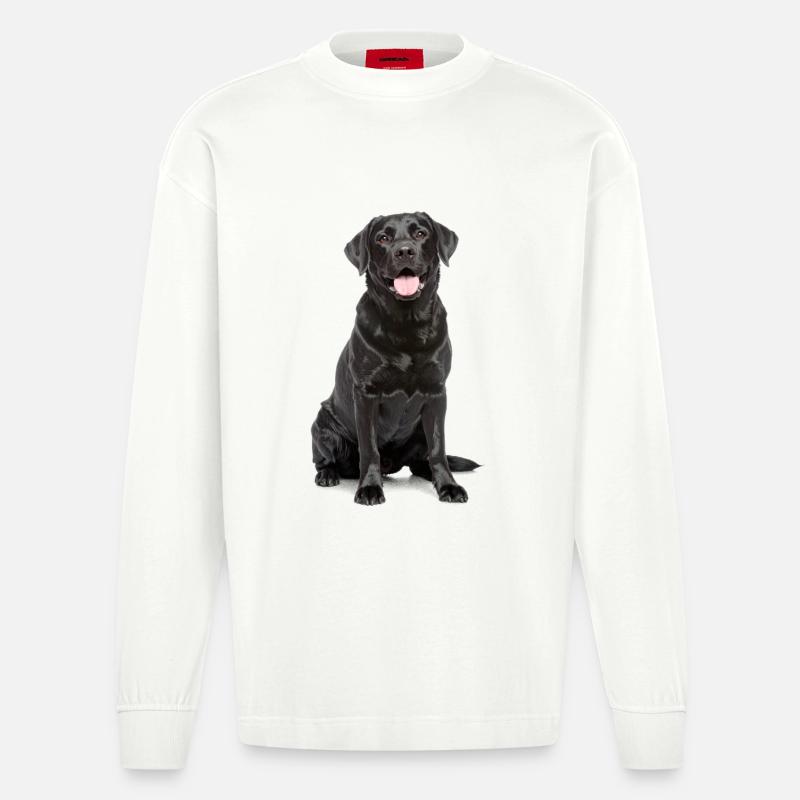 Schwarzer Labrador – Loyal, liebenswert & Charmant - Heavyweight Oversized Organic Langarmshirt Made in EU - OFF WHITE