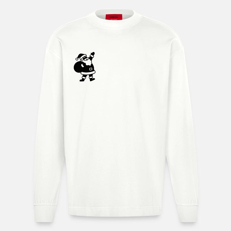 Weihnachtsmann mit Geschenkesack - Heavyweight Oversized Organic Langarmshirt Made in EU - OFF WHITE