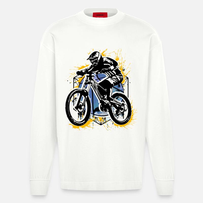 VTT VTT - VTT - Rétro Cycling - Manches longues bio épais oversize fabriqué en UE - OFF WHITE