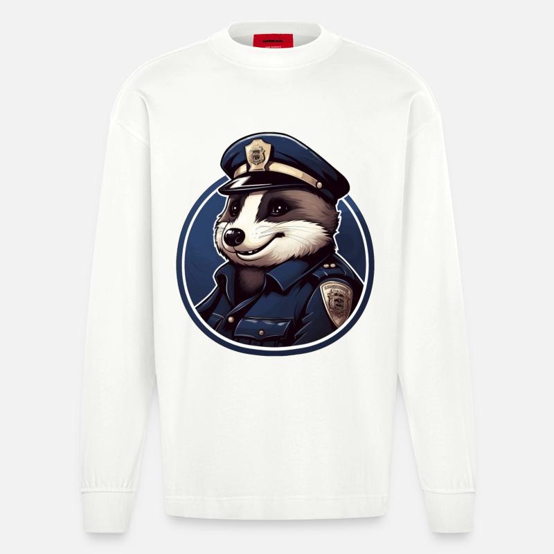 Dachs Polizei - Heavyweight Oversized Organic Langarmshirt Made in EU - OFF WHITE