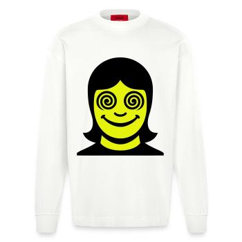 Hypno Face - Heavyweight Oversized Organic Langarmshirt Made in EU - OFF WHITE - Vorne