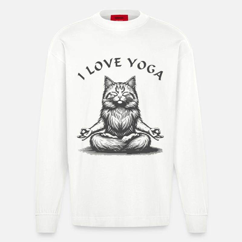 ChatsYoga Lotus Pose - Manches longues bio épais oversize fabriqué en UE - OFF WHITE