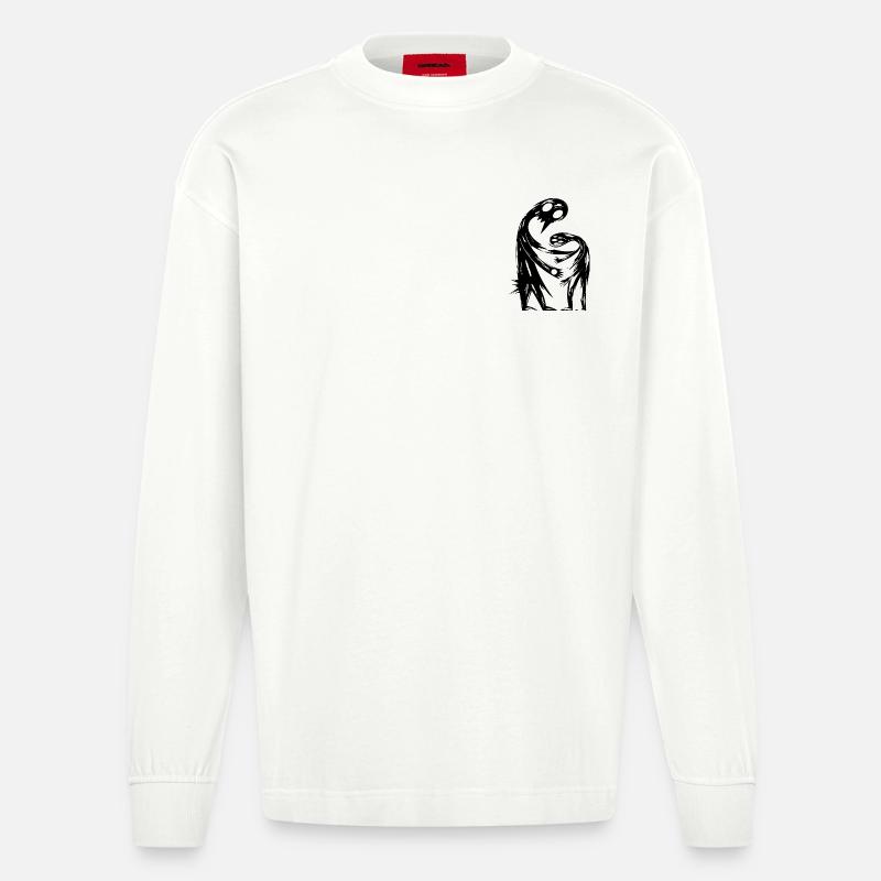Figures abstraites s’embrassent créativement - Manches longues bio épais oversize fabriqué en UE - OFF WHITE
