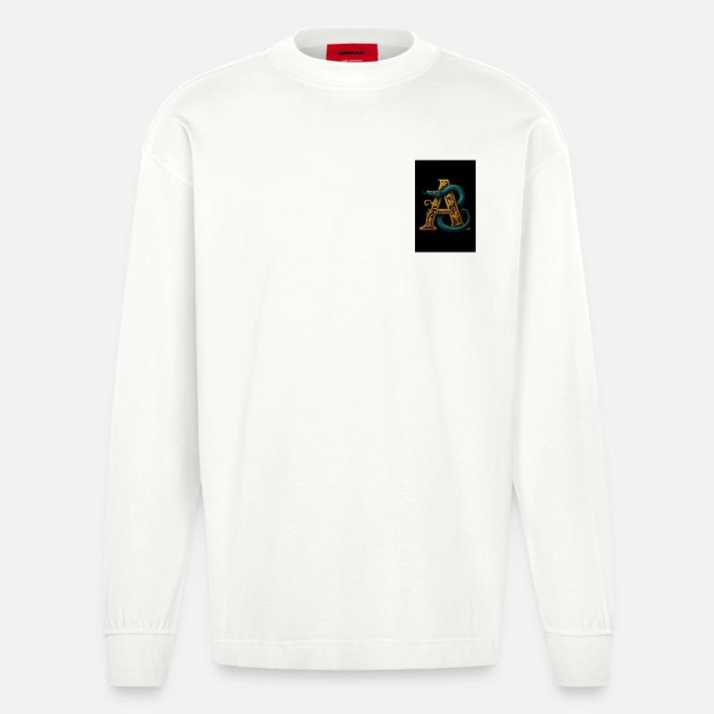 A - Magisches Ornament mit Basilisk - Heavyweight Oversized Organic Langarmshirt Made in EU - OFF WHITE