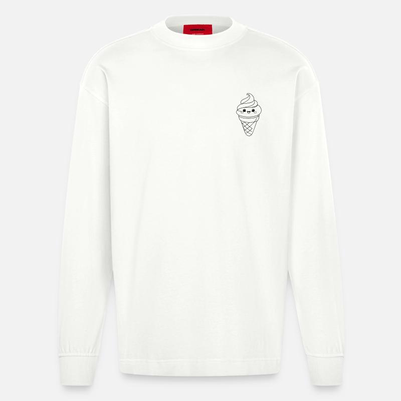 Softeis Eiscreme Icon Minimal Statement - Heavyweight Oversized Organic Longsleeve Shirt Made in EU - OFF WHITE