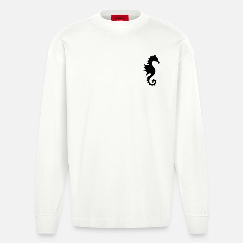 kleines Seepferdchen - Heavyweight Oversized Organic Langarmshirt Made in EU - OFF WHITE