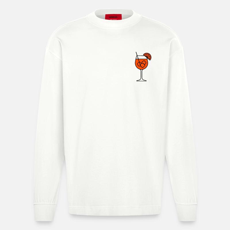 Party Spritz Glas Geschenkidee - Heavyweight Oversized Organic Langarmshirt Made in EU - OFF WHITE