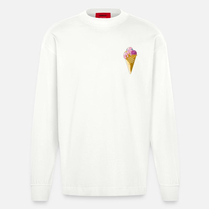 Eiscreme in der Waffel - Heavyweight Oversized Organic Langarmshirt Made in EU - OFF WHITE