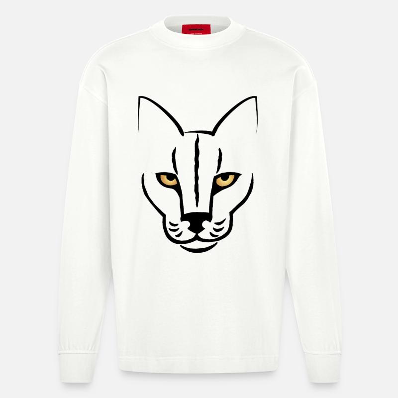 Der Blick der Katze - Heavyweight Oversized Organic Langarmshirt Made in EU - OFF WHITE