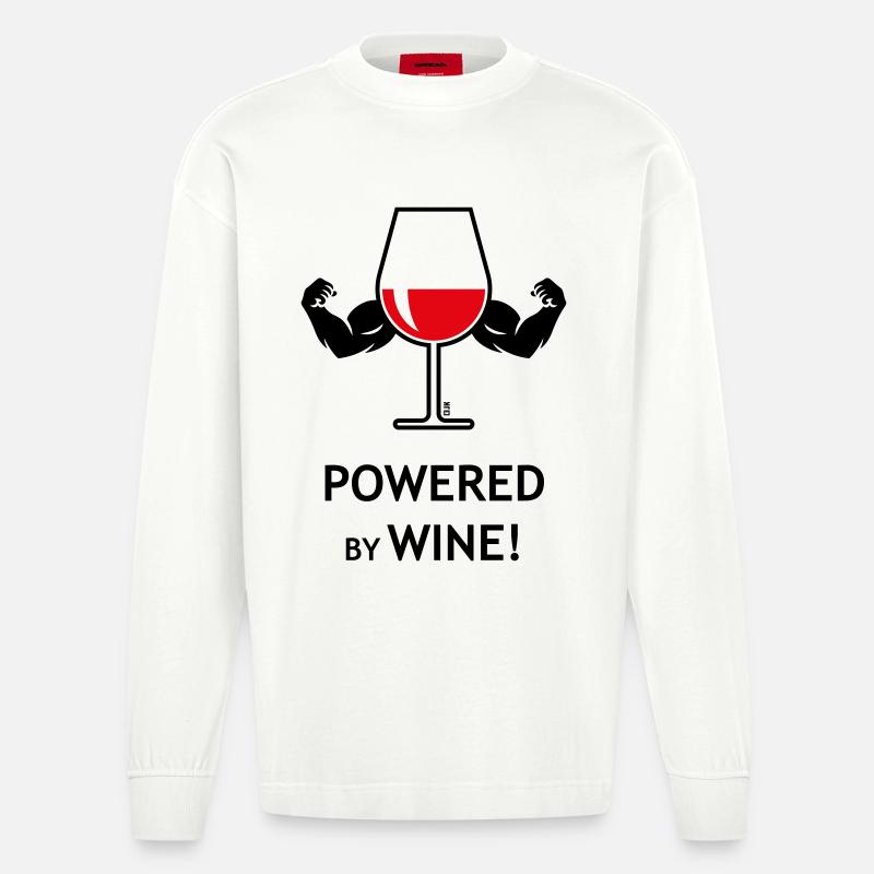Propulsé par le vin ! - Manches longues bio épais oversize fabriqué en UE - OFF WHITE