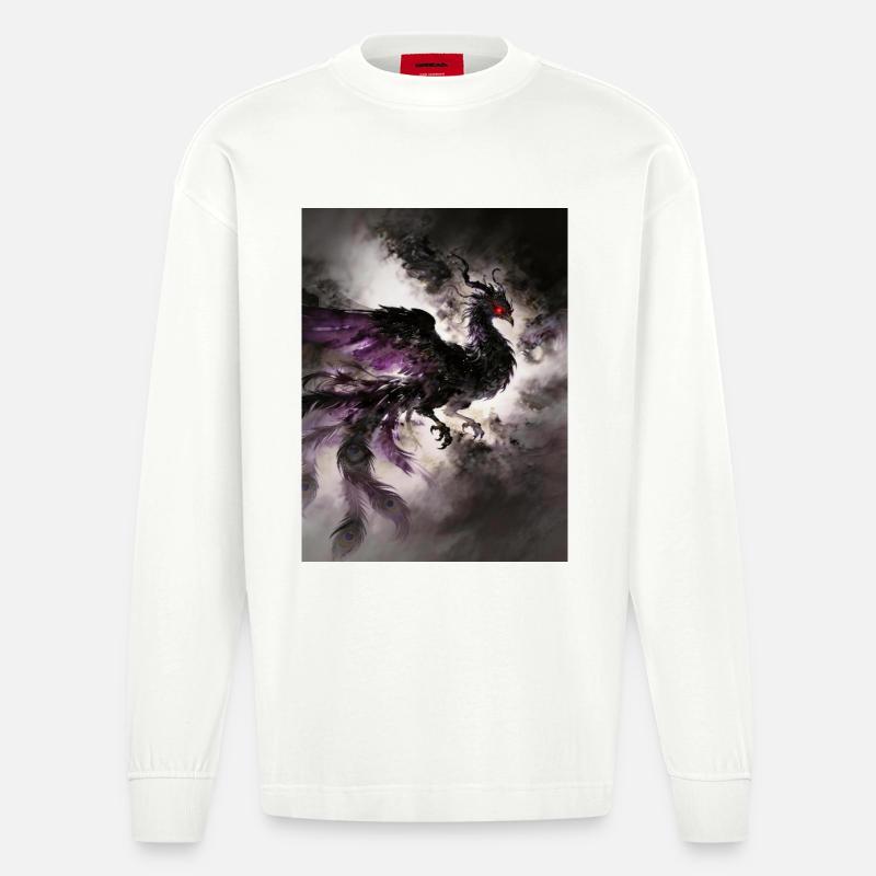 Le Crépuscule du Phénix Noir : Éclipse - Manches longues bio épais oversize fabriqué en UE - OFF WHITE