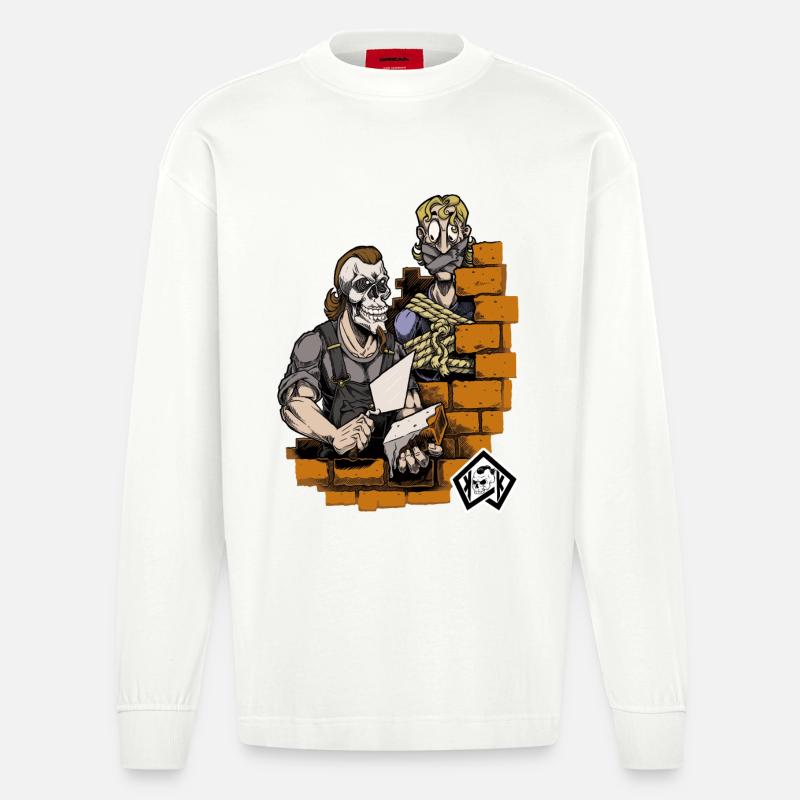 Bricklayer, master mason, craftsman, construction technician - Heavyweight Oversized Organic Longsleeve Shirt Made in EU - OFF WHITE