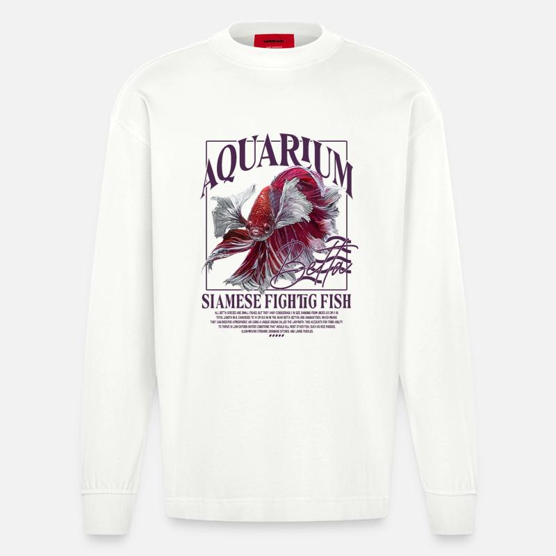 Betta Betta Poisson de combat - Manches longues bio épais oversize fabriqué en UE - OFF WHITE