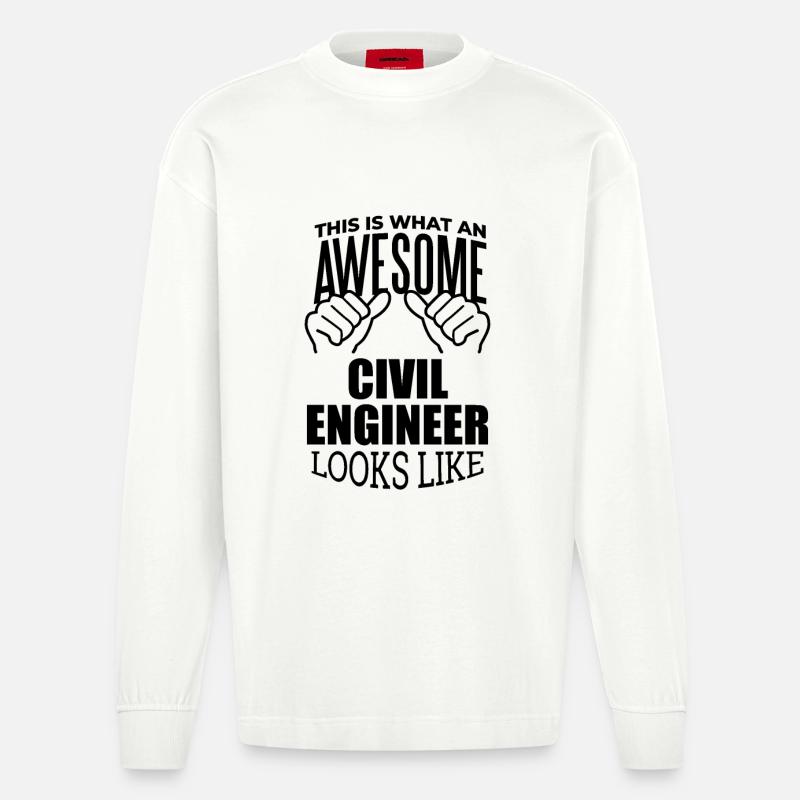 Civil Engineer - Heavyweight Oversized Organic Longsleeve Shirt Made in EU - OFF WHITE