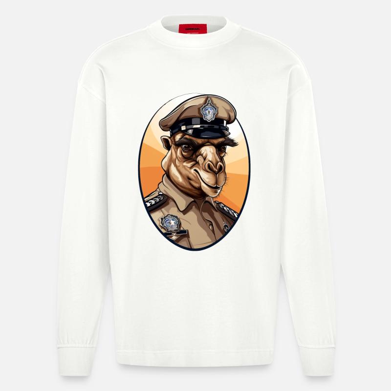 Kamel Polizei - Heavyweight Oversized Organic Langarmshirt Made in EU - OFF WHITE