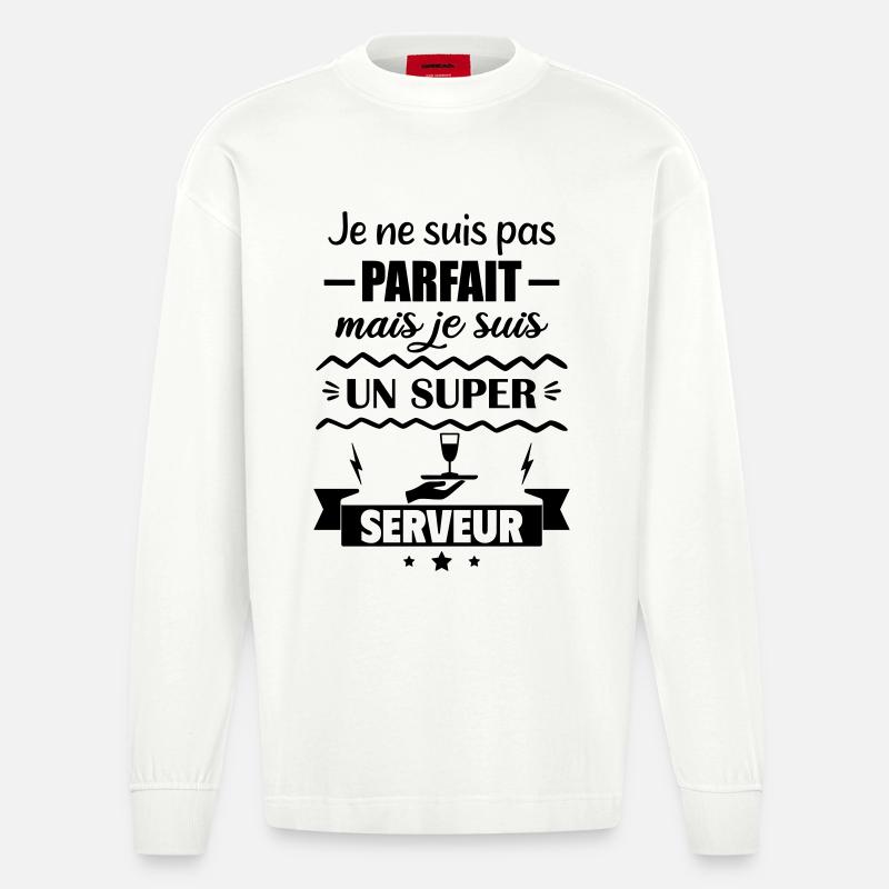 Nicht perfekt, aber toller Server - Heavyweight Oversized Organic Langarmshirt Made in EU - OFF WHITE