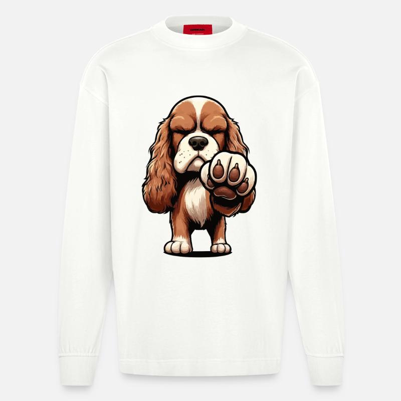 Cocker Spaniel Cockerhund Cocker Spaniel Besitzer - Heavyweight Oversized Organic Langarmshirt Made in EU - OFF WHITE