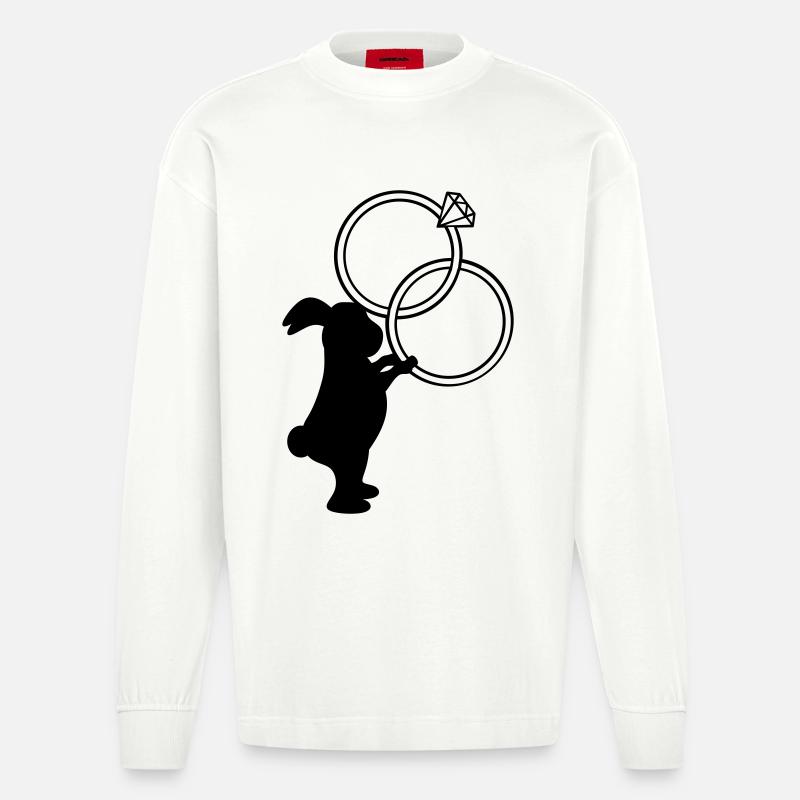 Bagues de mariage Lapin de mariage - Manches longues bio épais oversize fabriqué en UE - OFF WHITE