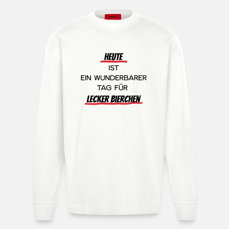 Heute lecker Bierchen - Heavyweight Oversized Organic Langarmshirt Made in EU - OFF WHITE