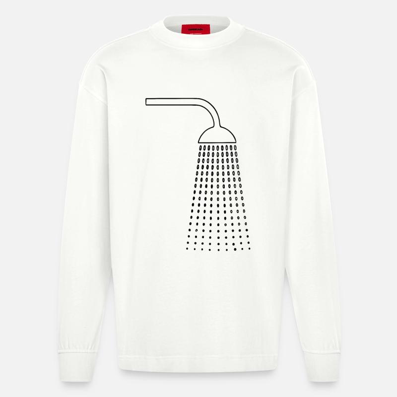 Dessins de douche - Manches longues bio épais oversize fabriqué en UE - OFF WHITE
