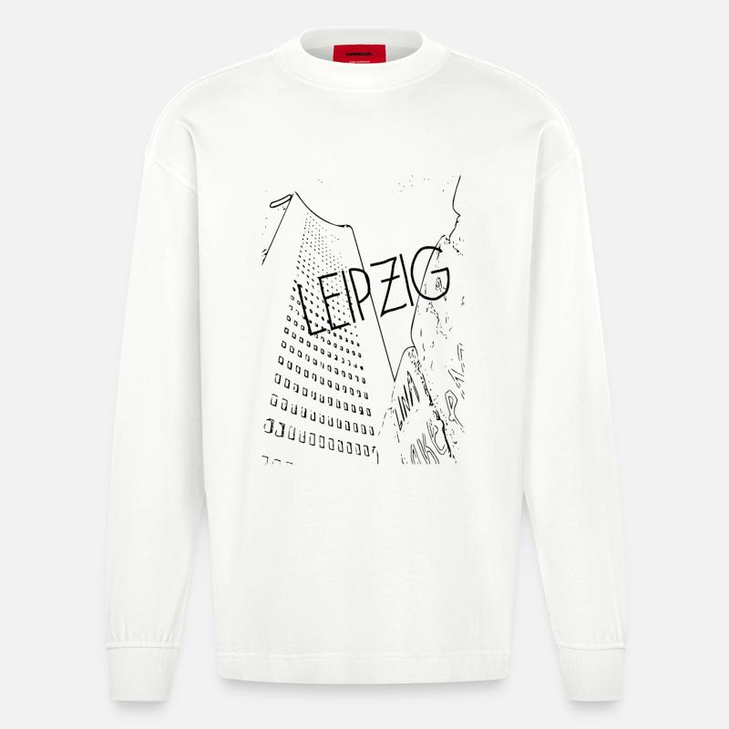 Centre de Leipzig - Manches longues bio épais oversize fabriqué en UE - OFF WHITE