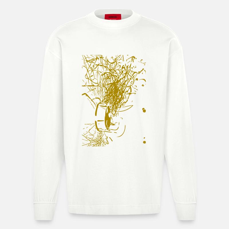 Conception abstraite - Manches longues bio épais oversize fabriqué en UE - OFF WHITE