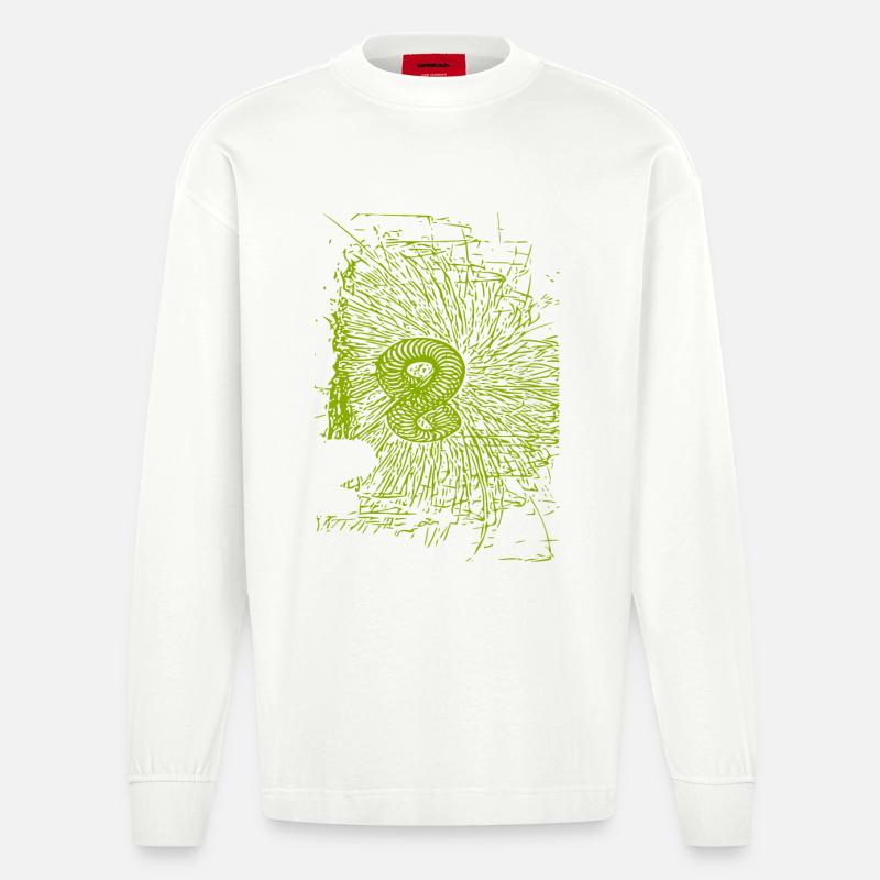 Conception abstraite - Manches longues bio épais oversize fabriqué en UE - OFF WHITE