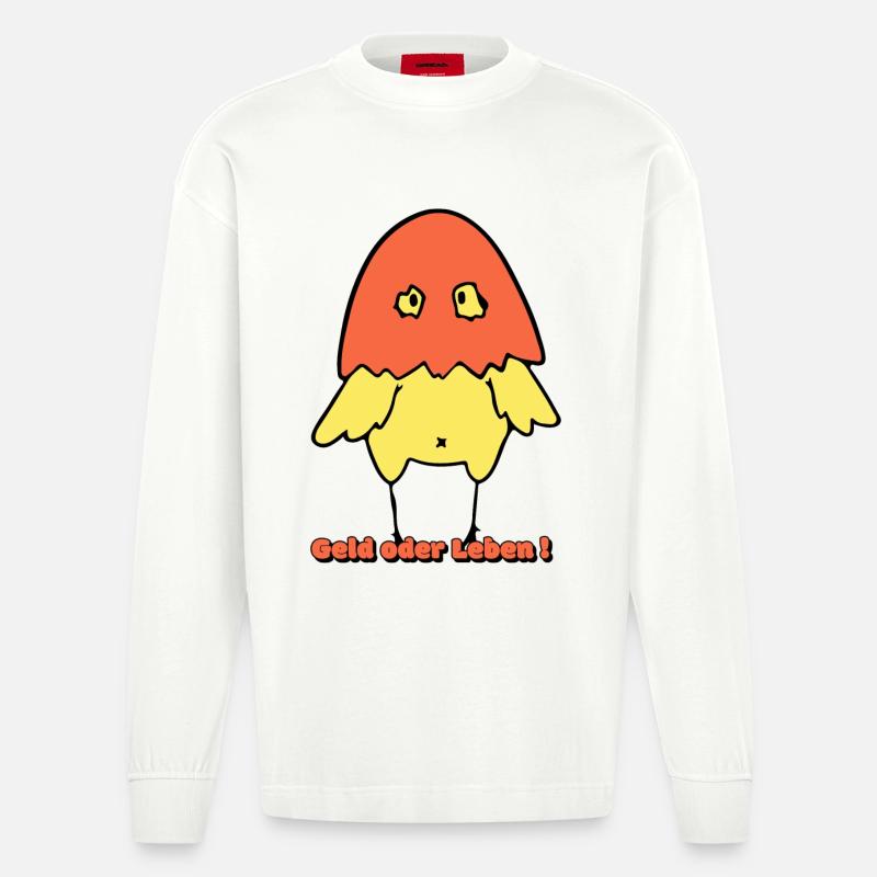 Geld oder Leben!  - Heavyweight Oversized Organic Langarmshirt Made in EU - OFF WHITE
