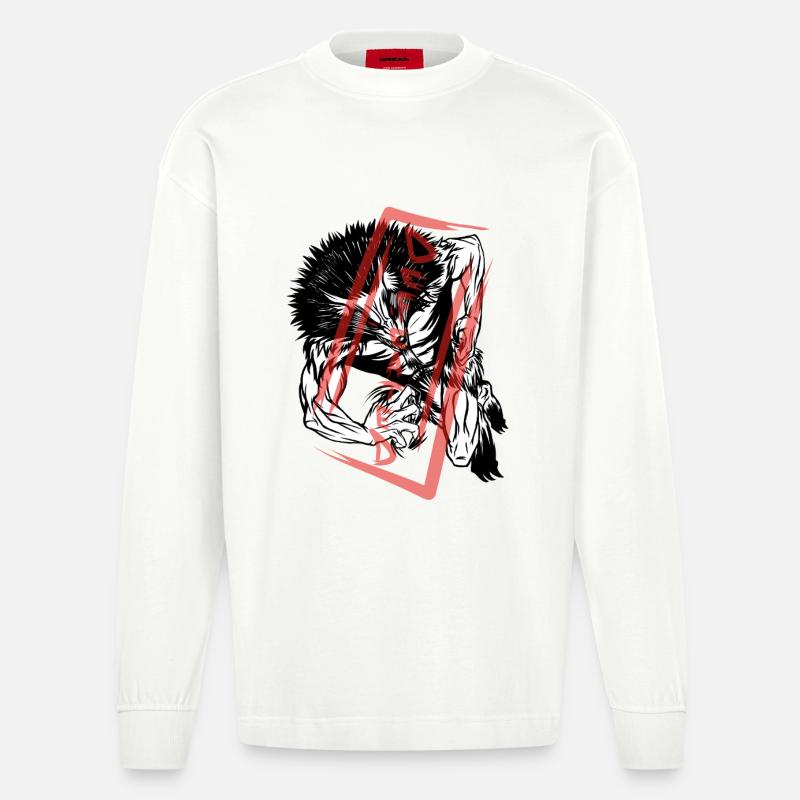 Der Besiegte: Werwolf-Monster - Heavyweight Oversized Organic Langarmshirt Made in EU - OFF WHITE
