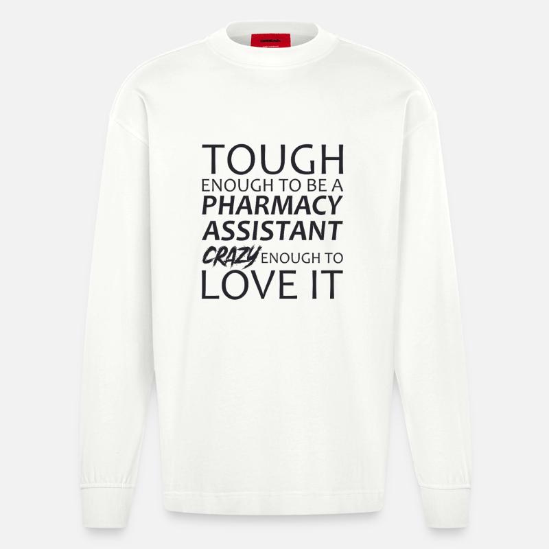 Pharmacy assistant Crazy - Heavyweight Oversized Organic Langarmshirt Made in EU - OFF WHITE