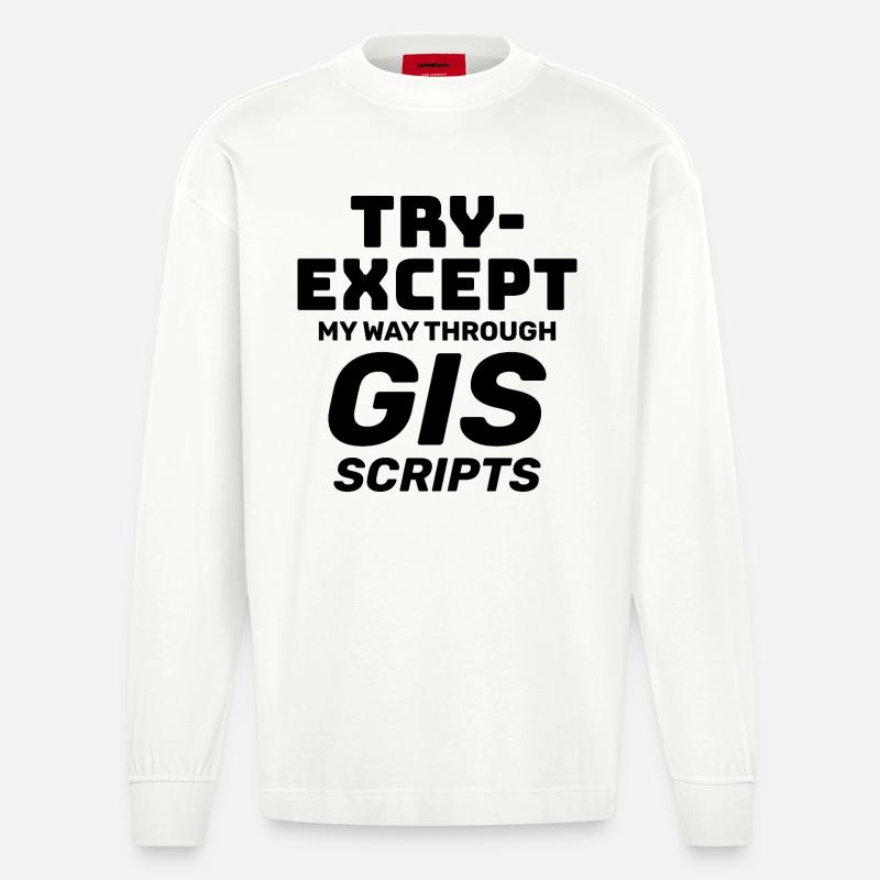 GIS-Skripte Programmieren Ausprobieren außer Debuggen - Heavyweight Oversized Organic Langarmshirt Made in EU - OFF WHITE