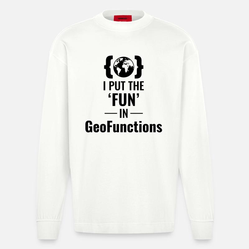 GeoFunctions GIS Programming Developer Fun - Heavyweight Oversized Organic Longsleeve Shirt Made in EU - OFF WHITE
