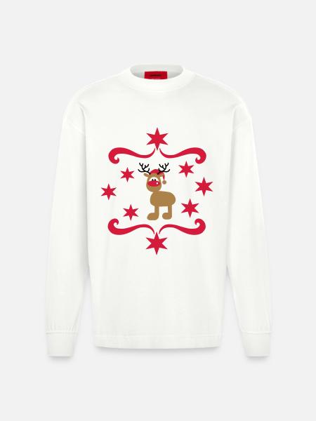Cadeaux amusants pour Noël - Manches longues bio épais oversize fabriqué en UE - OFF WHITE