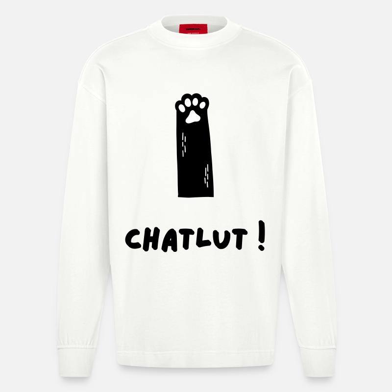 Die Katze, die Chatlut sagt - Heavyweight Oversized Organic Langarmshirt Made in EU - OFF WHITE