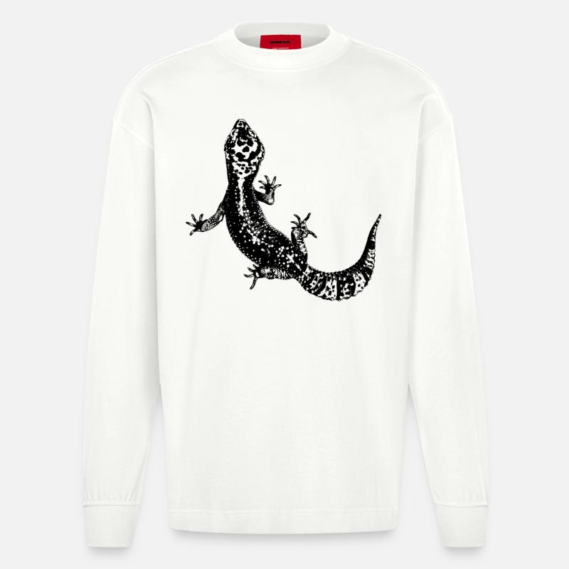 Leopardgecko / Gecko - Heavyweight Oversized Organic Langarmshirt Made in EU - OFF WHITE