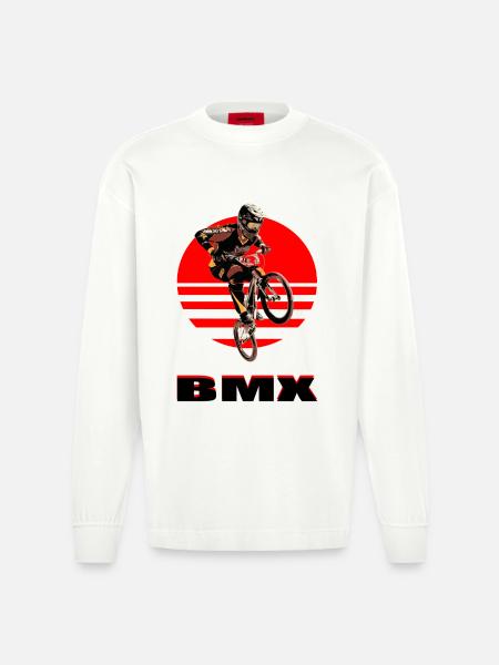 BMX Bike - Heavyweight Oversized Organic Longsleeve Shirt Made in EU - OFF WHITE