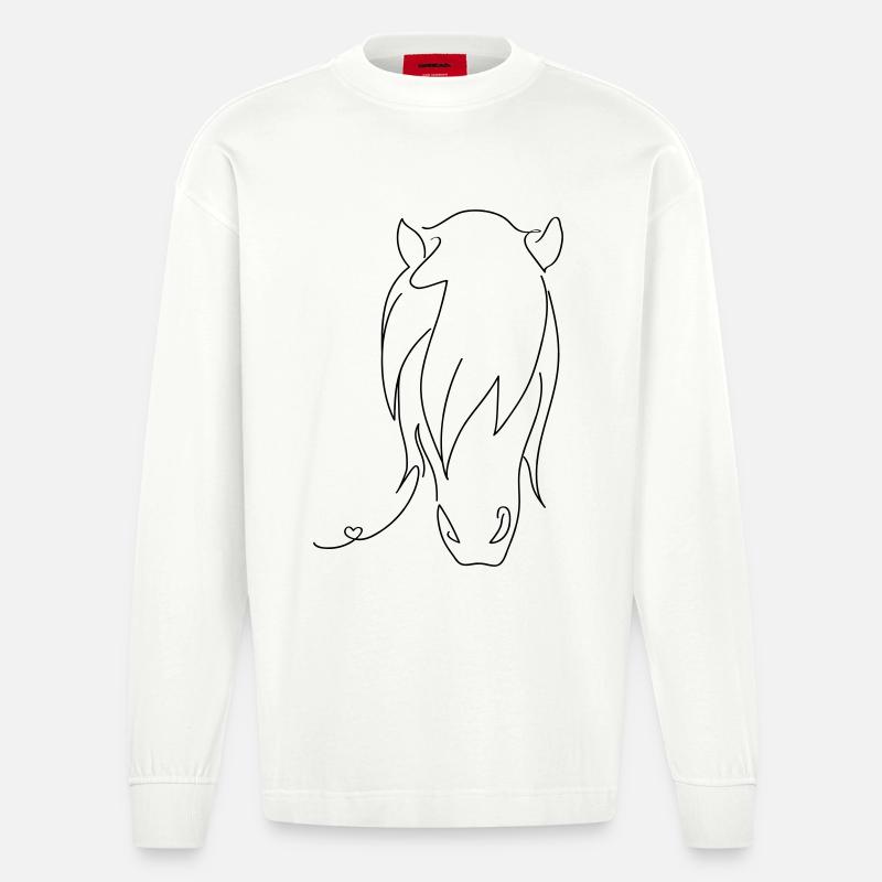 Pferd Silhouette - Heavyweight Oversized Organic Langarmshirt Made in EU - OFF WHITE