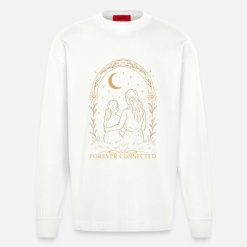 Forever Connected Mama Tochter Geschenkidee - Heavyweight Oversized Organic Langarmshirt Made in EU - OFF WHITE