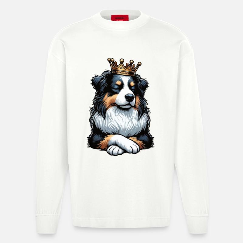 Australian Shepherd Aussie Aussiebesitzer Aussies - Heavyweight Oversized Organic Langarmshirt Made in EU - OFF WHITE
