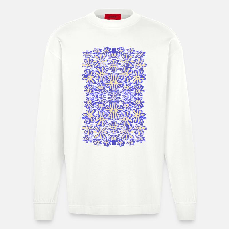 Beaucoup de fleurs - Manches longues bio épais oversize fabriqué en UE - OFF WHITE