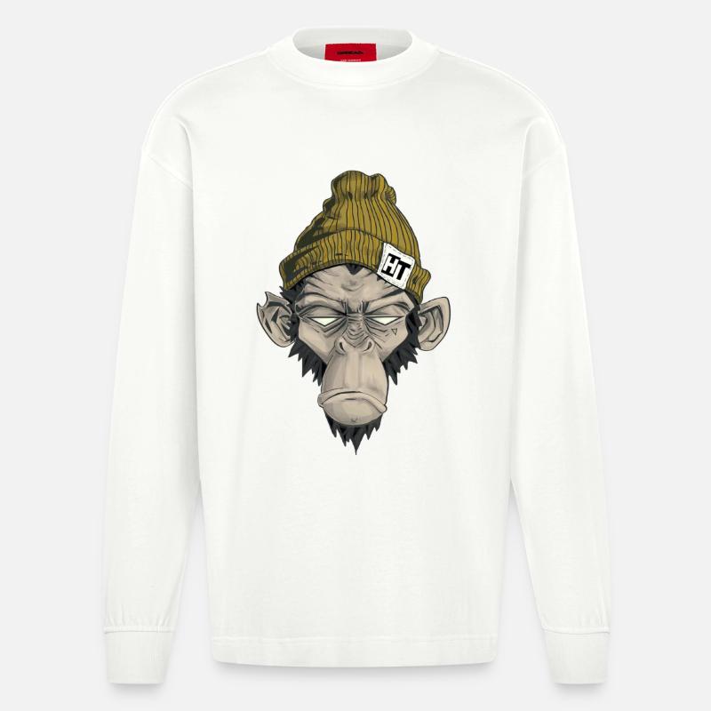 Rap Monkey - Heavyweight Oversized Organic Langarmshirt Made in EU - OFF WHITE
