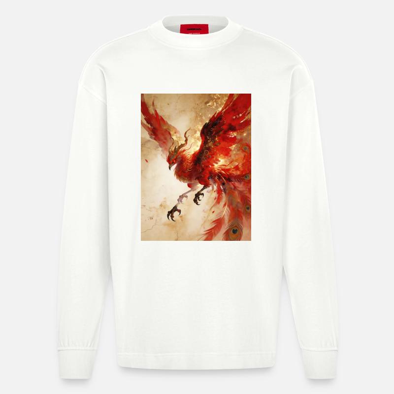 L'Envol du Phénix : Éclat Céleste - Manches longues bio épais oversize fabriqué en UE - OFF WHITE